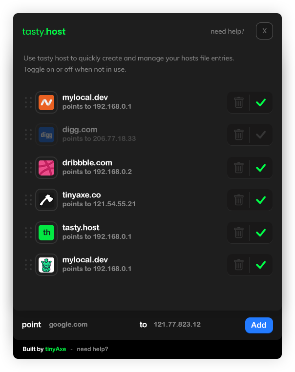 easy to use .hosts file manager